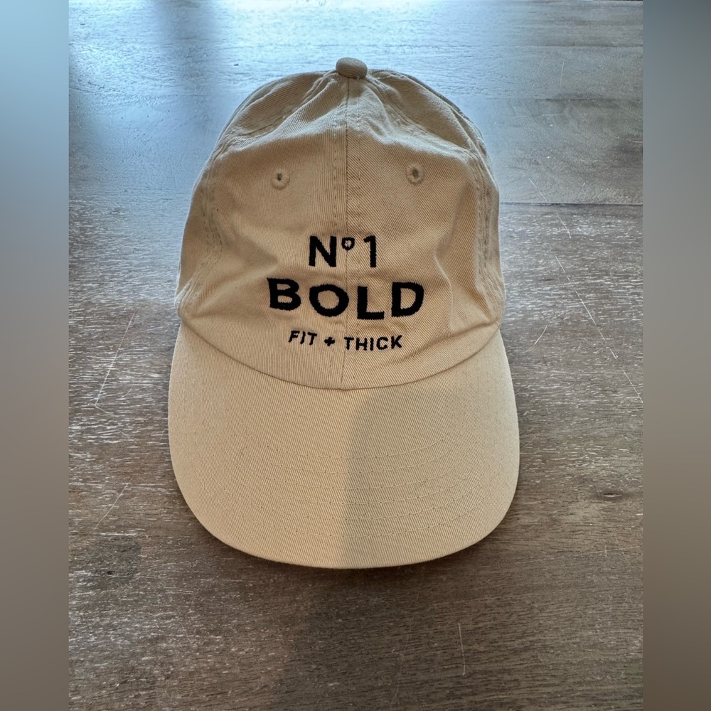 Beige “No.1 Bold FIT & Thick” Embroidered Cap – Adjustable Neutral Aesthetic Hat